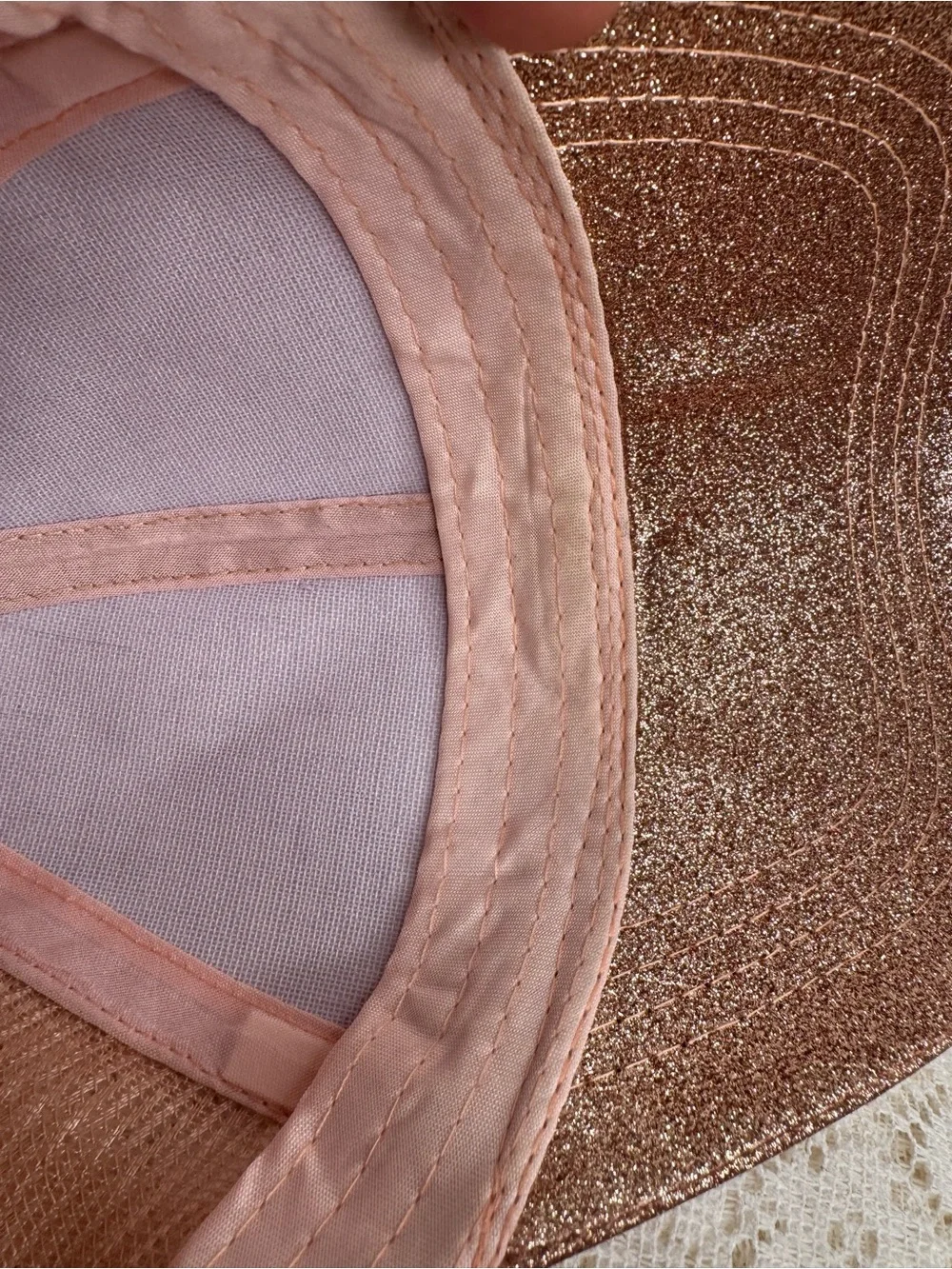 C.C Kids Rose Gold Glitter Ponytail Trucker Hat Adjustable Baseball Cap